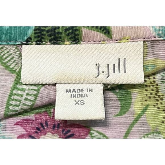 J. Jill Jasmine Floral Button Down Blouse Cotton Silk XS Spring Summer Tropical - Picture 7 of 9